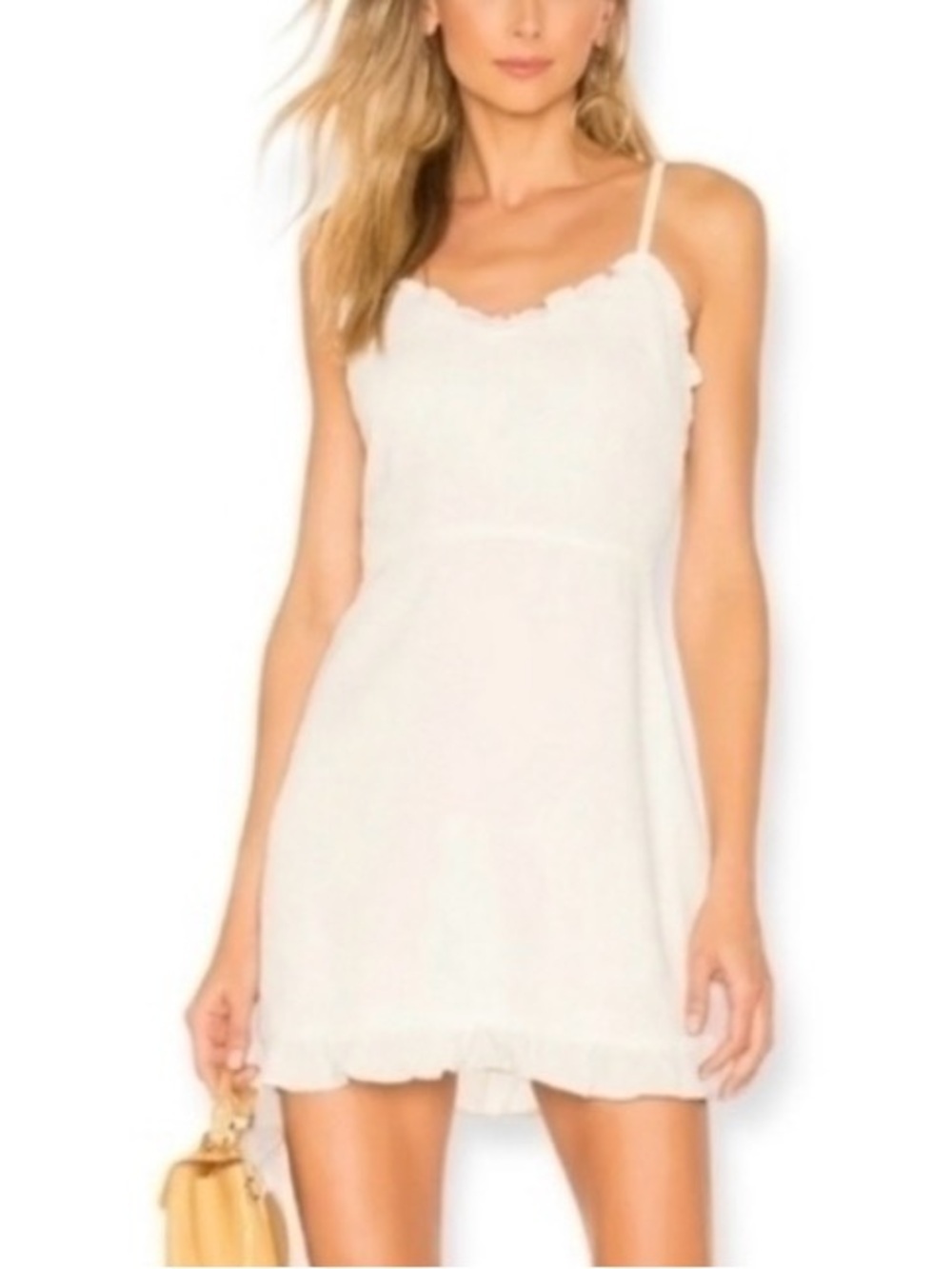 NWT Superdown White Ruffle Trim Mini Dress Size Small